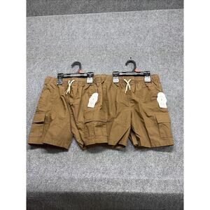 Lot Of 2 Wonder Nation Cargo Shorts Boy's Size M 8 Brown Drawstring NEW